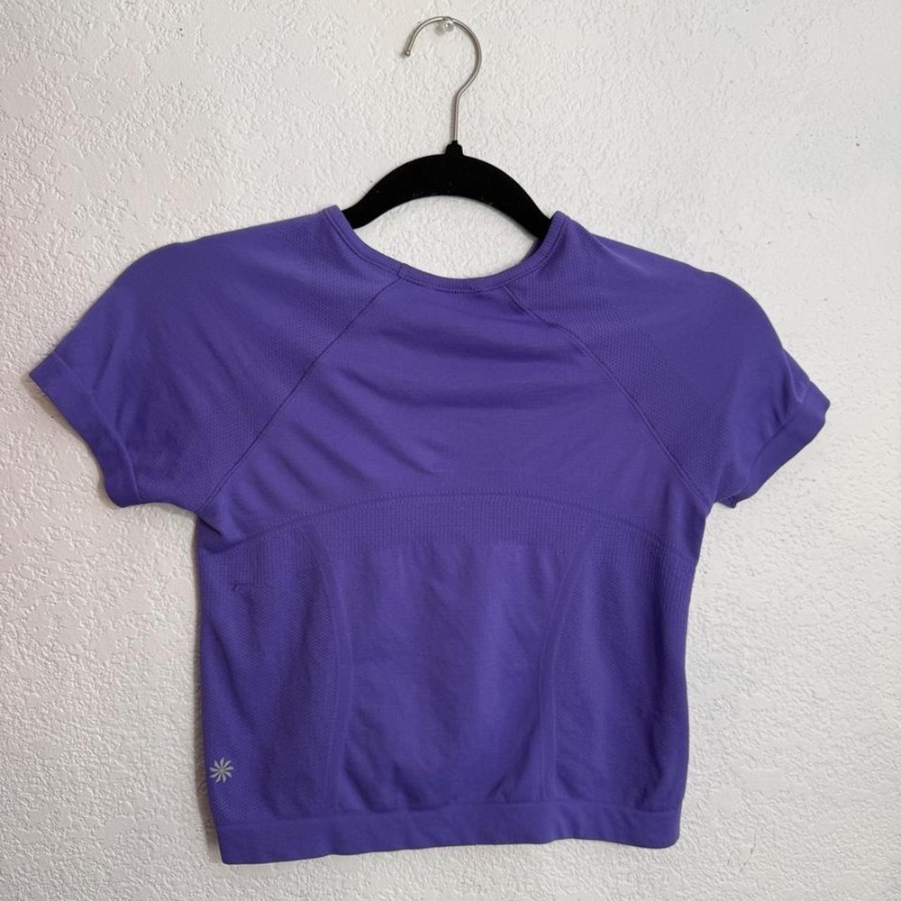 Athleta Purple Seamless Cropped Short Sleeve Performance Top Athleta